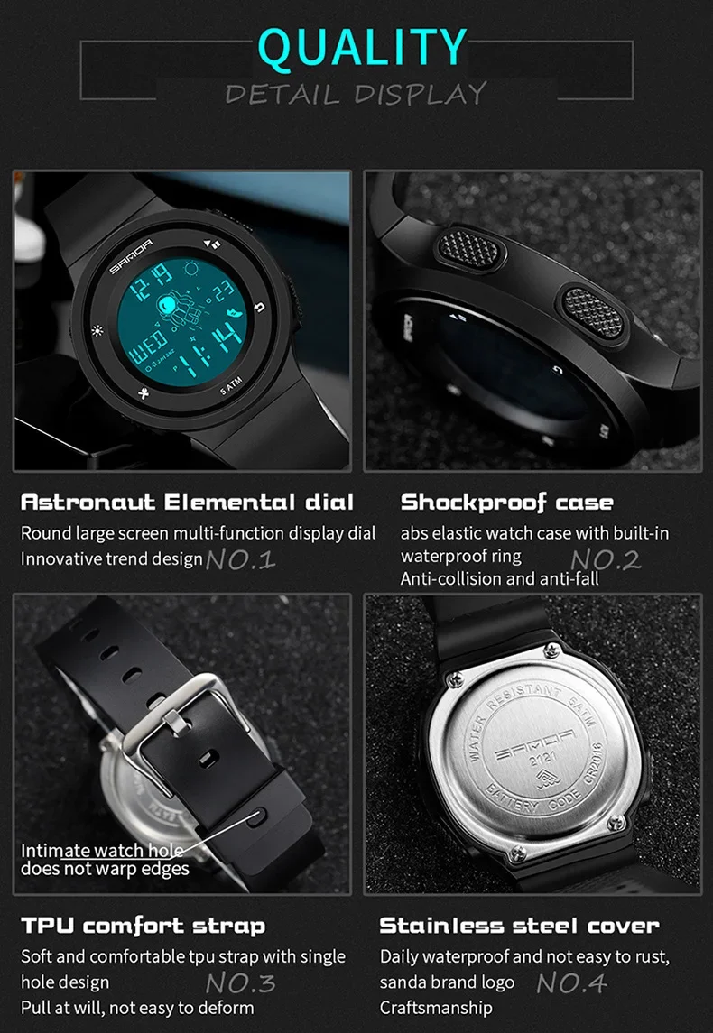 2024 SANDA New Fashion Sport Women's Watches Waterproof Digital Watch For Female Clock 5ATM Waterproof Relogio Feminino 2121