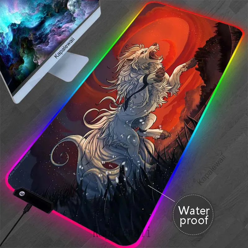 

Водонепроницаемый коврик для мыши HD с принтом Okami, RGB аксессуары для настройки ПК, коврик для мыши, офисный Настольный коврик, большой коврик для мыши для компьютера, коврики для клавиатуры