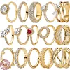 Classic Simple Christmas Birthday Gifts 925 Sterling Silver Gold Color Crown Heart-shaped Ring Exquisite Charm Women's Jewelry