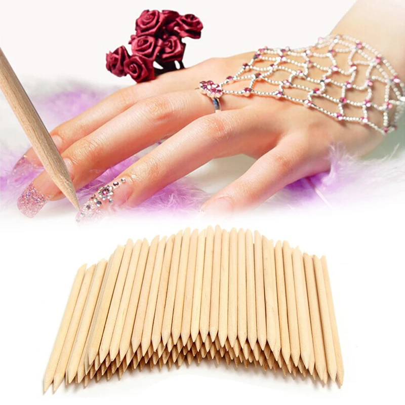 

Nail Art Design Orange Wood Stick Sticks Cuticle Pusher Remover Manicure Pedicure Care
