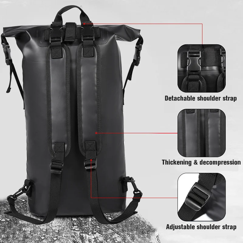 30L 25L Waterproof Dry Bags With Wet Separation Pocket Backpack For Kayaking Boating Swimming Outdoor Sports Bag Floating Pack