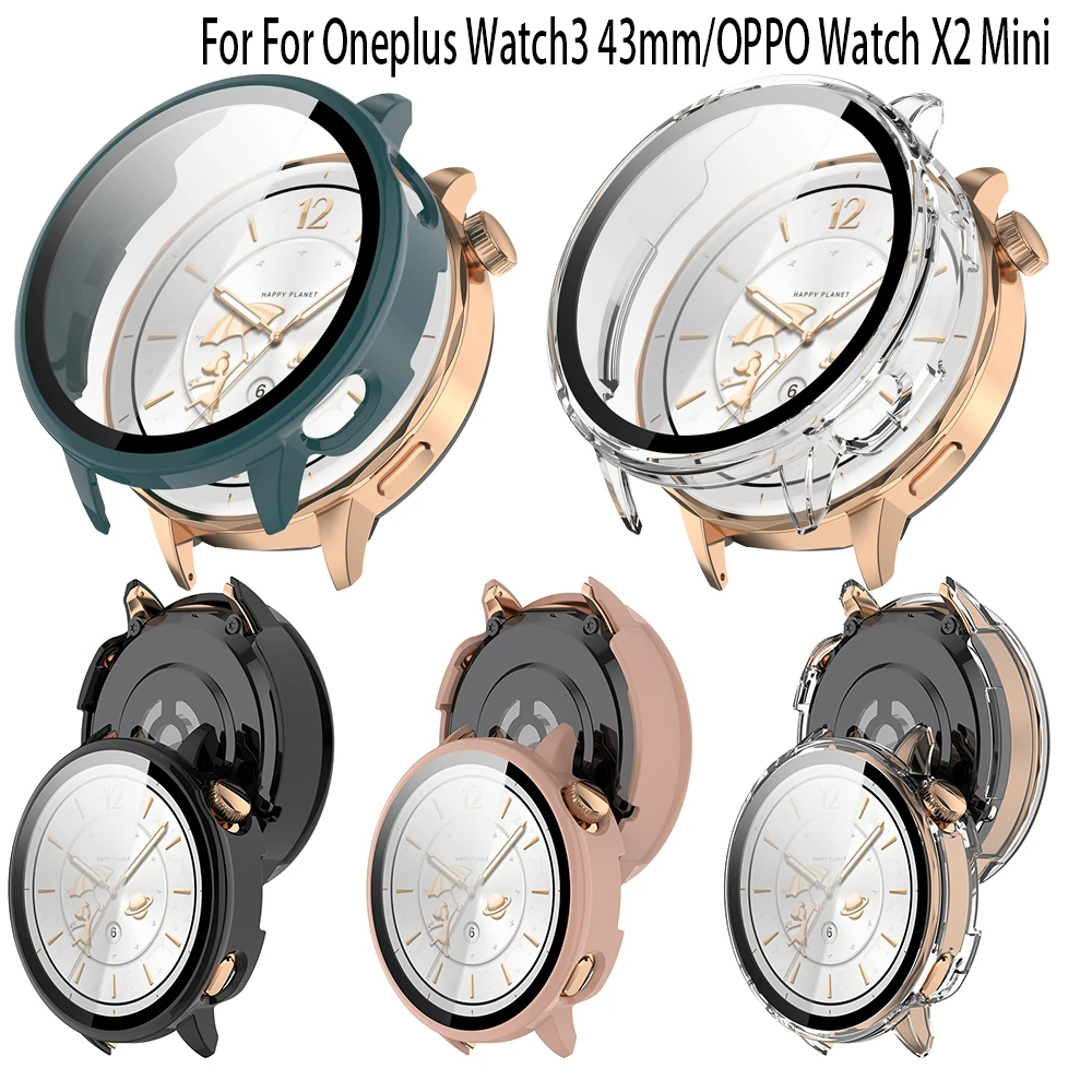2-in-1 Glass Film Case for Smartwatch - Screen Protector and Protective Cover Frame