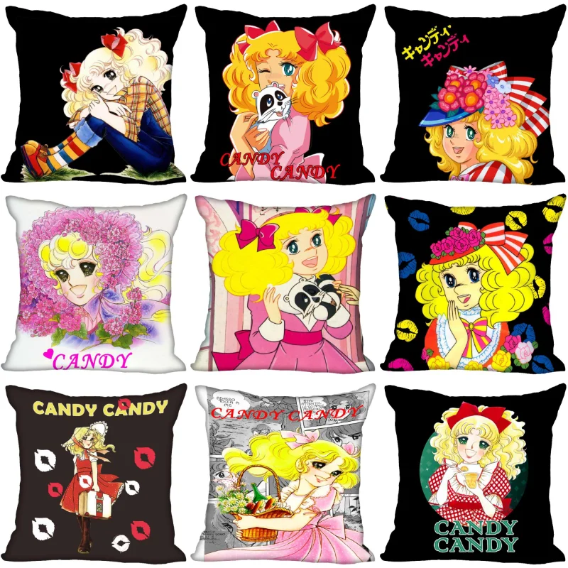 

45x45cm Candy Candy Polyester Cushion Cover Children's Room Decoration Pillow Case Living Room Chair Sofa Home Decoration 1007
