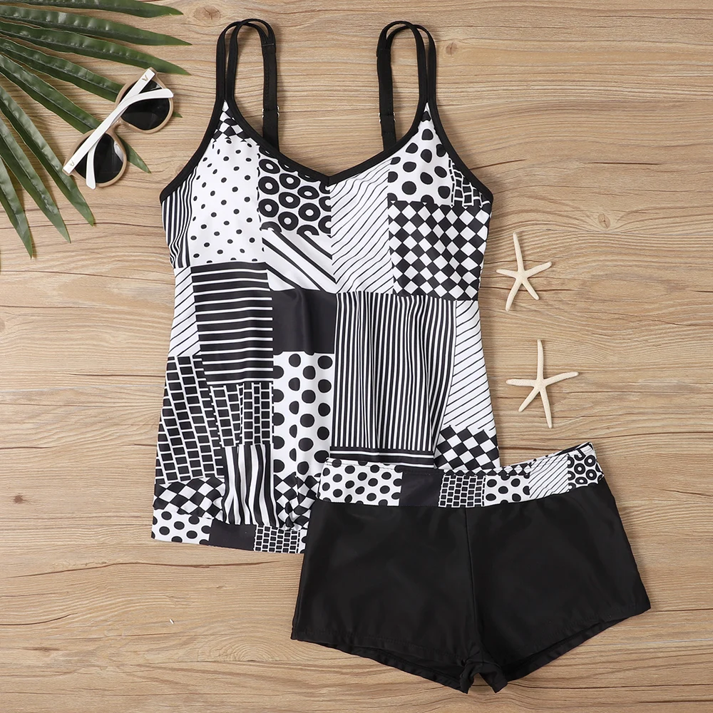 Womens Beachwear Swimwear Summer Halter Tankini Single Swimwear Flats Two Piece Fashion Print Sexy Bikini Set S 6XL
