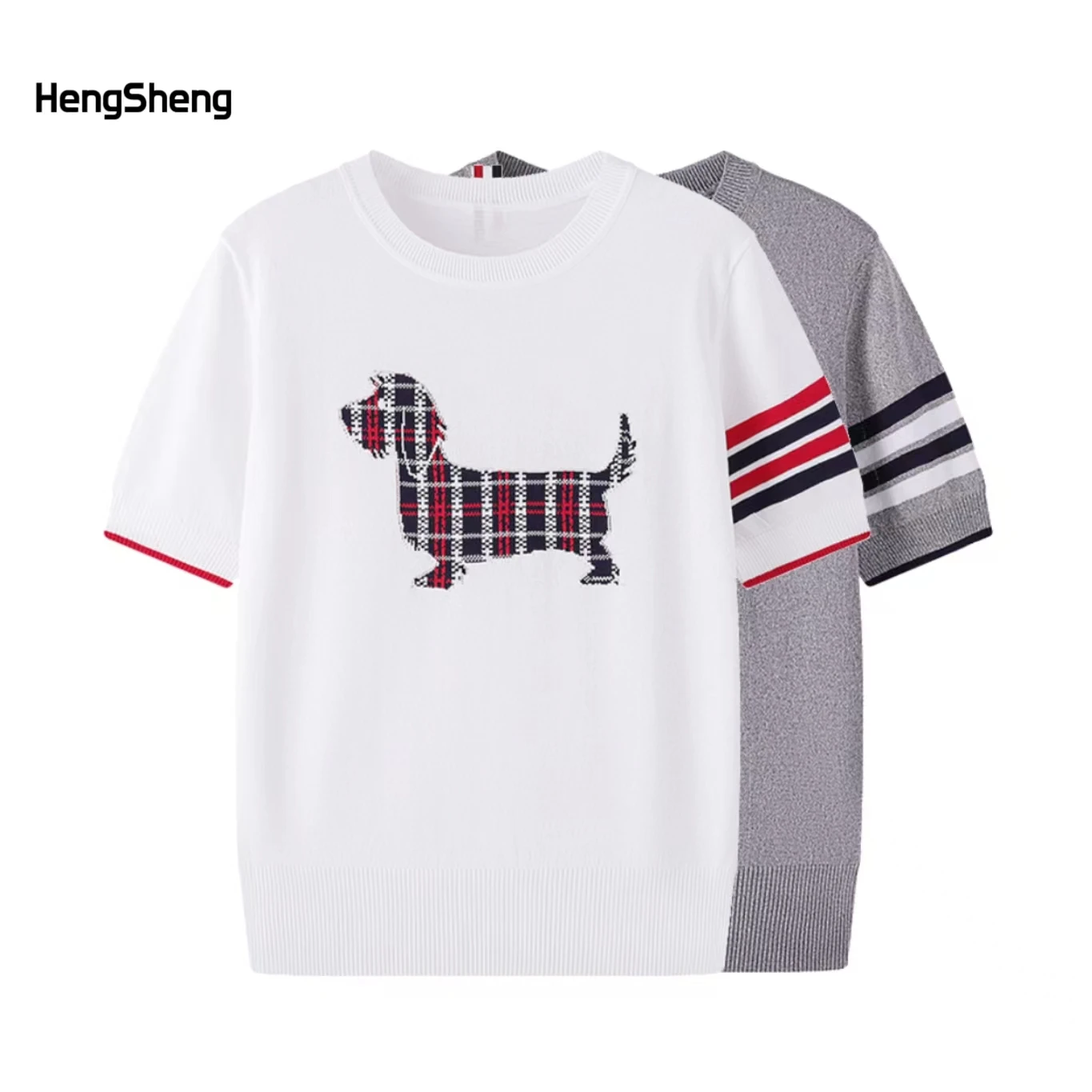 

Женская летняя футболка, повседневная Летняя трикотажная футболка с круглым вырезом и цветными блокировками щенков, женская футболка с коротким рукавом, Милая футболка