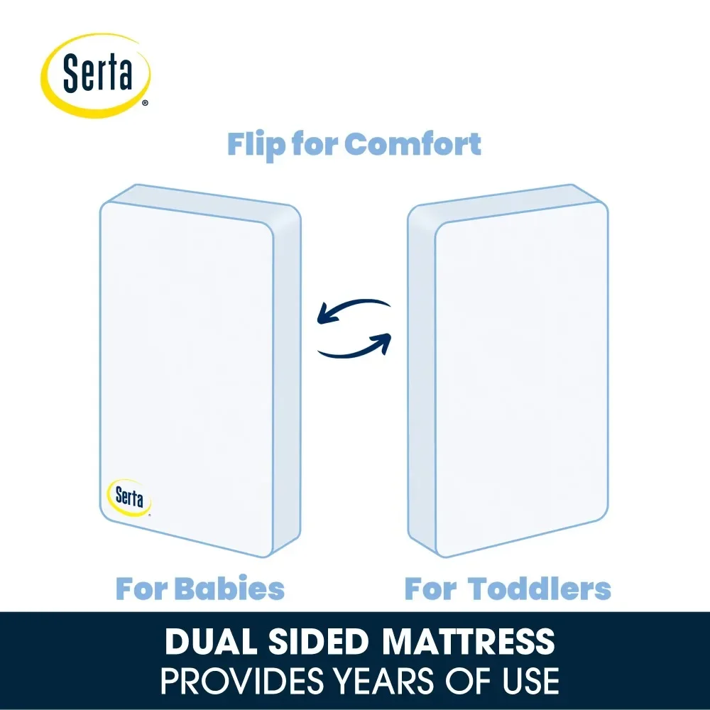 Serta SleepTrue Sparkling Sky 5" Dual-Sided Crib & Toddler Mattress - Sustainably Sourced Fiber Core - Waterproof - Lightweight 5
