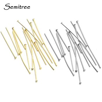 스테인레스 스틸 워터 골드 도금 스트레이트 T 핀 헤드 핀, DIY 쥬얼리 제작 귀걸이 조사 용품, 15mm, 20mm, 25mm, 30mm, 100 개