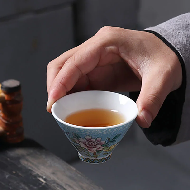 Ceramic Chinese Tea Set, Handmade Flower, Peony, Lotus, Traditional Porcelain Kung Fu Tea Pot and Cup Bowl, Tea Ceremony Set G