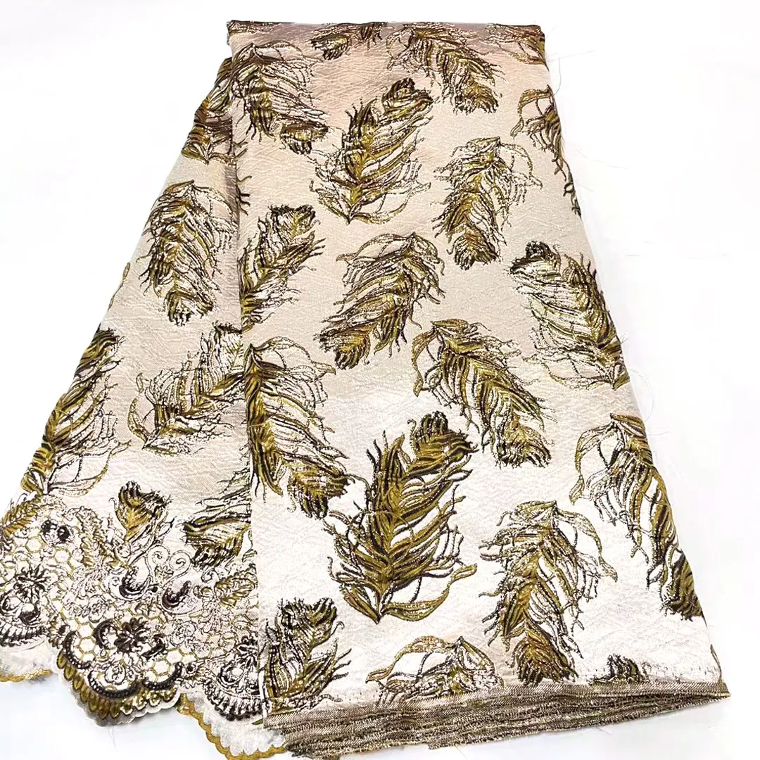 

Latest Africa Lace Fabric High Quality 2023 Wedding High Quality Nigerian Brocade Jacquard Lace Fabric 5yards HMJ5570
