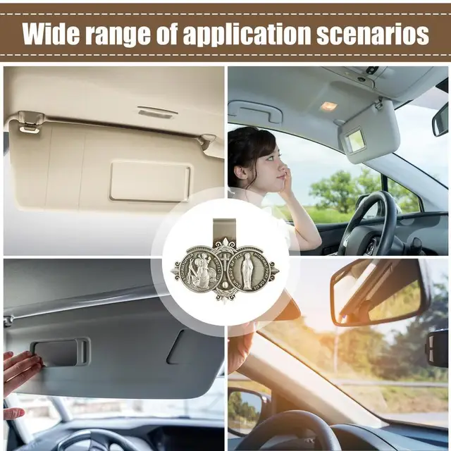 Medaglia Di San Cristoforo Per Auto - 2 Clip Per Visiera Con Benedizione, Regalo Per Viaggiatori - Foto 11