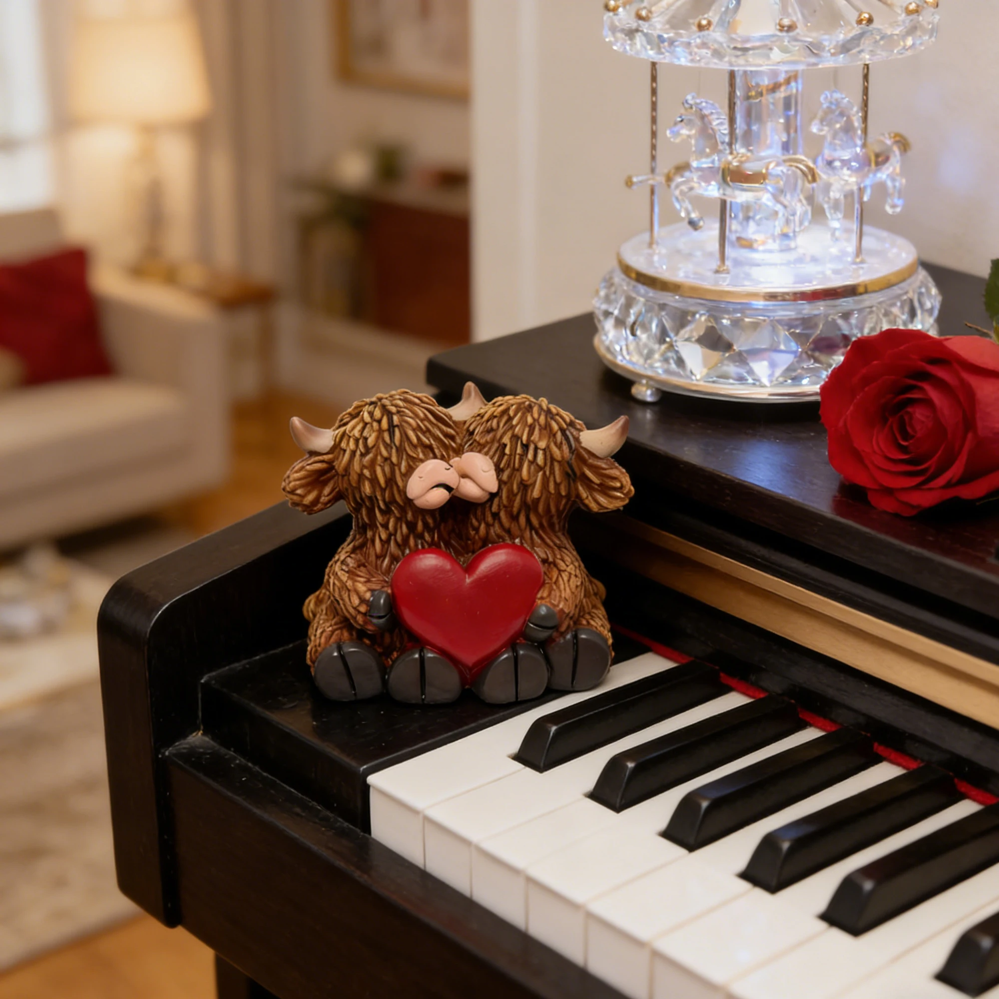 Handcrafted Highland Cow Sculpture Resin Adorable Highland Cattle Statue for Indoor Outdoor Decor and Gifts