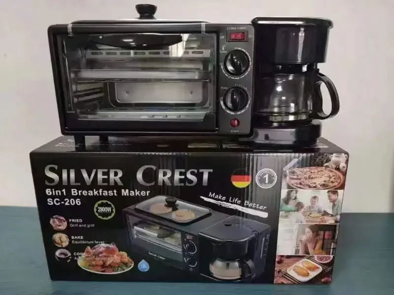Kitchen appliances 600ml coffee cup frying pan 9L Toaster Oven Multifunction breakfast machine 3 in 1 Breakfast sandwich maker 5