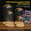 Glass Flower Cover Cloche Bell Jar Dome Wooden Base DIY Everlasting Flower Glass Cover Desktop Ornaments Vases Container Holder 1