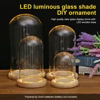 Glass Flower Cover Cloche Bell Jar Dome Wooden Base DIY Everlasting Flower Glass Cover Desktop Ornaments Vases Container Holder 1