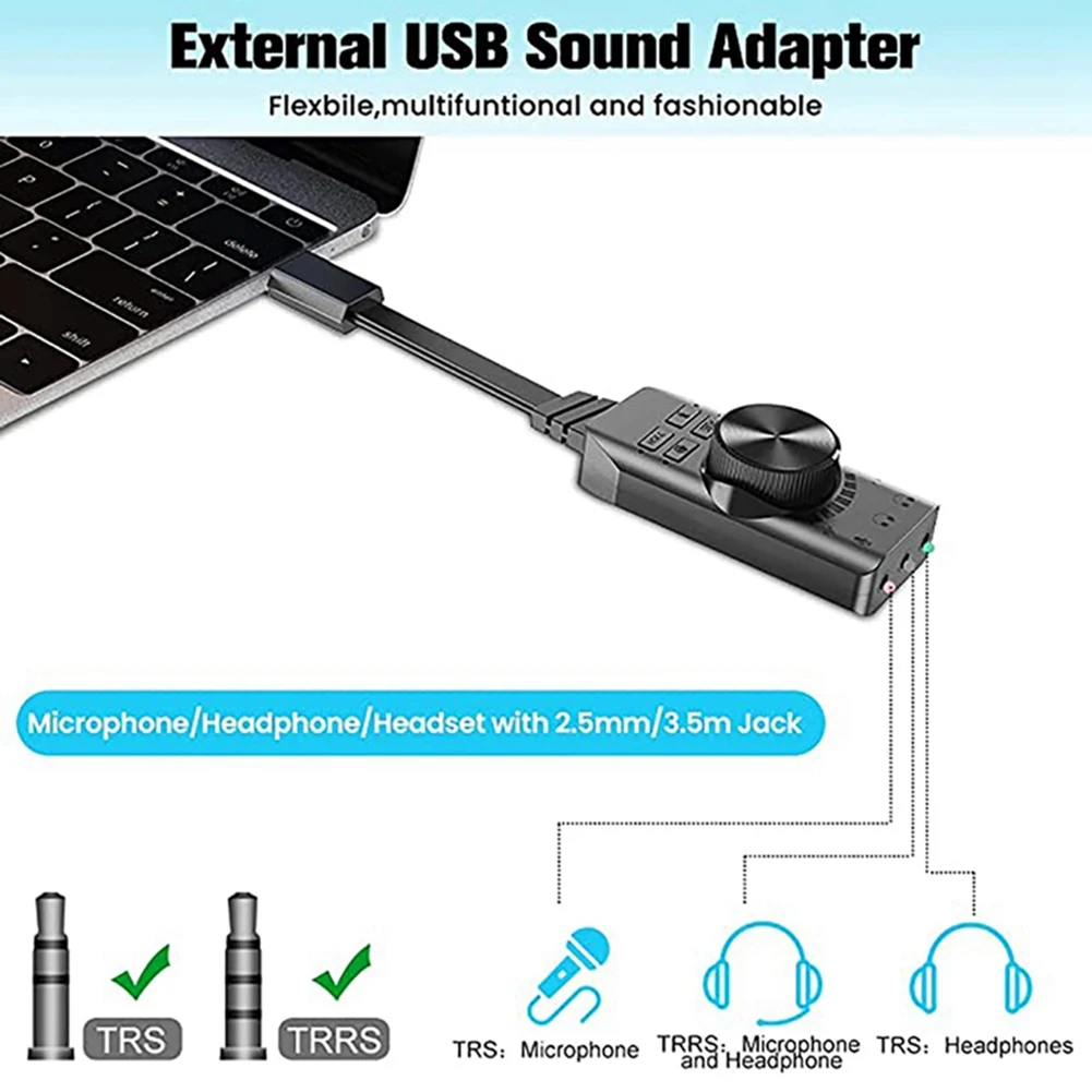 M67K-7.1 채널 3.5Mm 오디오 인터페이스 사운드 카드 USB2.0 마이크 헤드셋 컴퓨터 게임 사운드 카드