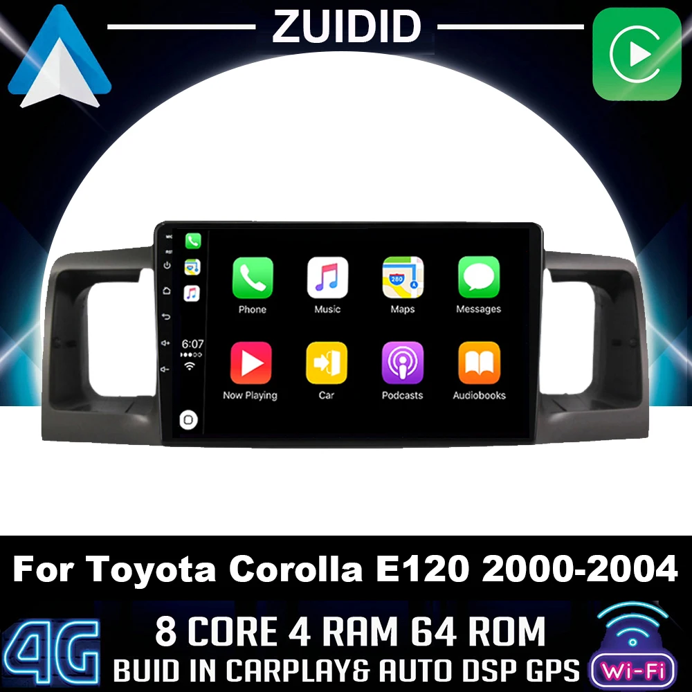 

For Toyota Corolla E120 e 120 BYD F3 2007-2011 DSP IPS 6GRAM Android 11.0 4G NET Car Radio Multimedia Video Player carplay