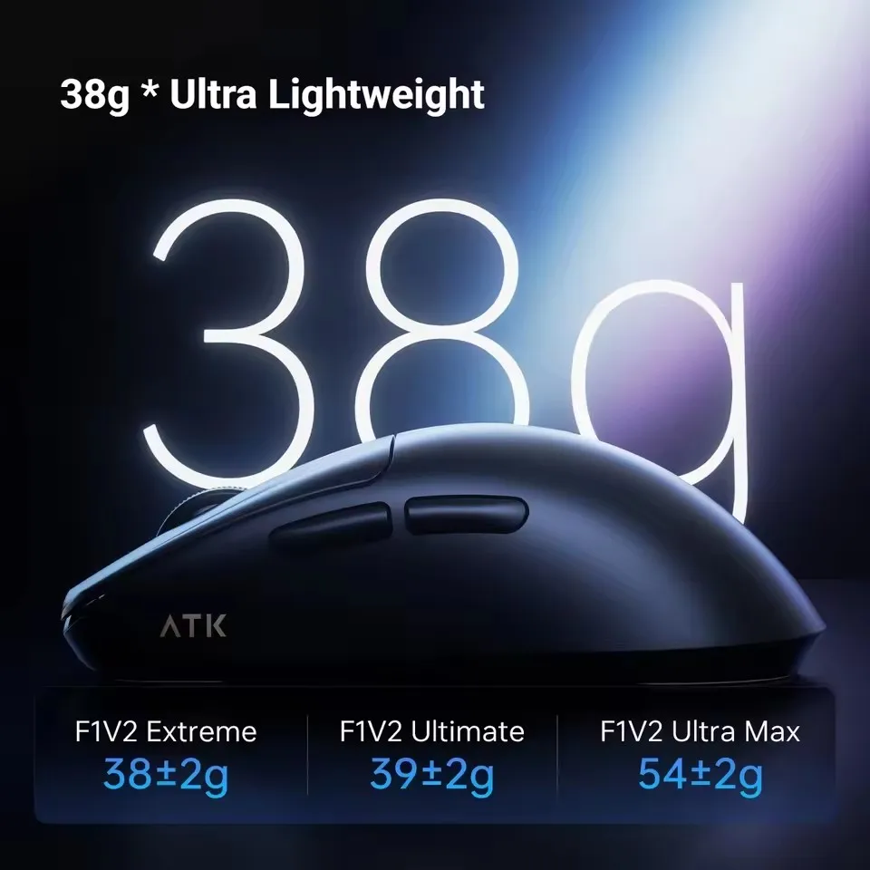 ATK F1 V2 무선 게이밍 마우스 트라이 모드 PAW3950Ultra 듀얼 8KHZ 경량 750IPS 0.243ms 저지연 인체공학적 E-스포츠 마우스