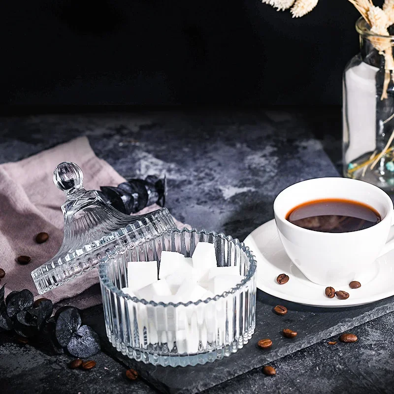 Glass Canister with Lid Airtight Candy Jar Sugar Bowl for Kitchen Counter Dining Table Pantry Storage Decorative Snack Dispenser