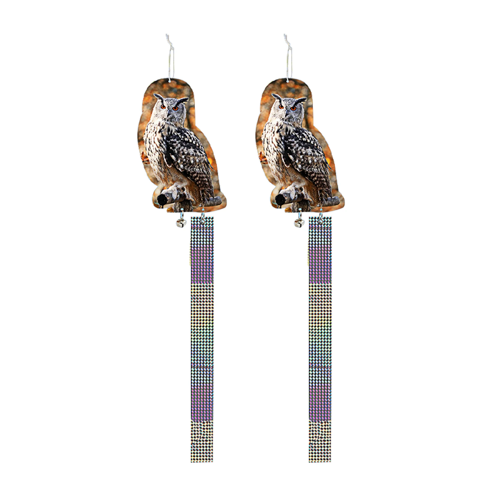 

2pcs Hanging Pigeon Deterrent Garden Waterproof Reflective Tapes Seagull Bird Scarers Plastic Roofs Trees Bell Durable Scarecrow