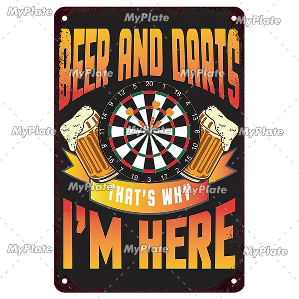 Vintage Metal Darts Sign - Bar & Club Wall Decor Art Poster Gift