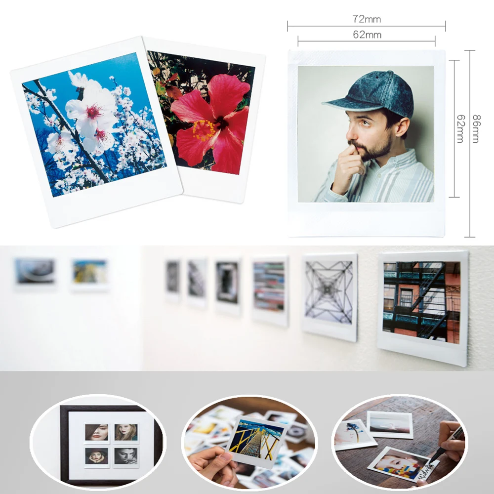 Instax SQ10 SQ6 SQ20 인스턴트 카메라용 SP-3 프린터 후지필름 인스탁스 스퀘어 화이트 엣지 필름 포토 페이퍼 10/100매