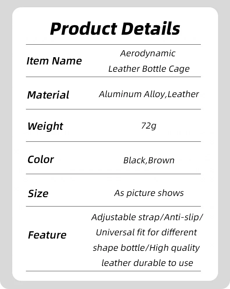 Einstellbare Straße Fahrrad Wasser Flasche Käfig Aerodynamische Mountainbike Flasche Halter Hochwertige Leder Flasche Halterung – Detail 3