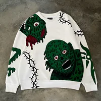 New Gothic Retro Anime Pattern Sweater Men and Women Punk Harajuku Crew Neck Y2k Sweaters Long Sleeve Pullover Tops Streetwear 1