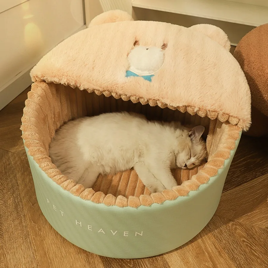 

Winter Luxury Villa Cozy Fashion Habitats Pets Cat Bed Washable Cats Nest Furniture Light Weight Cama Para Perros Pet Supplies