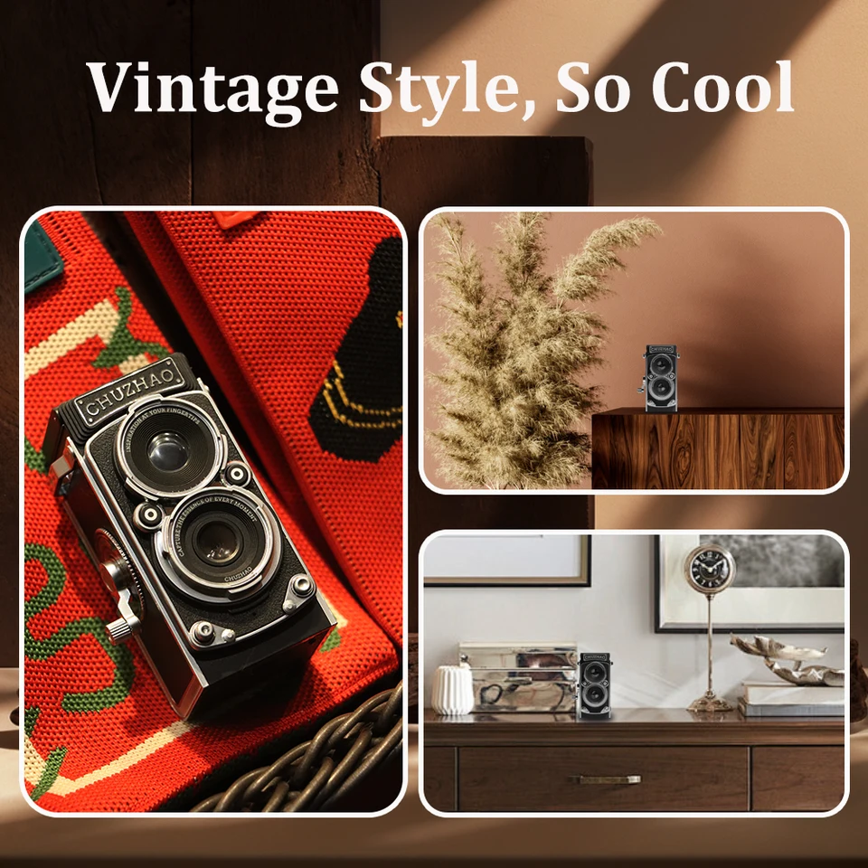 Cámara Fotográfica Digital Tlr Chuzhao Modelo Vintage Retro Negro | Cuotas sin interés
