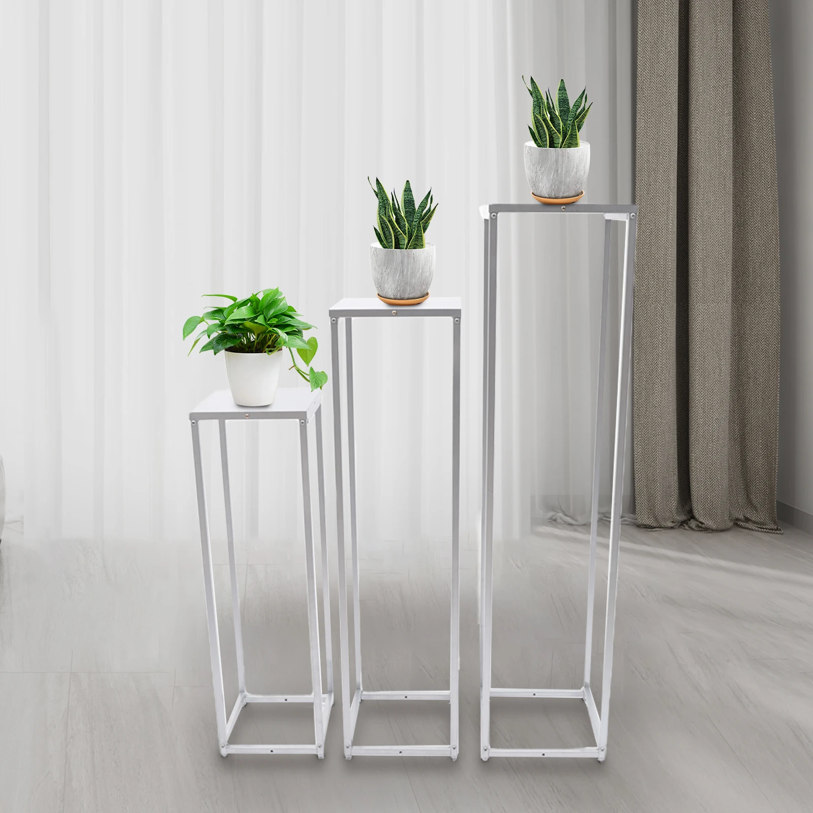 

3Pcs Flower Floor Vase Metal Column Flower Stand Flower Arrangement For Wedding Party Dinner Centerpiece Silver