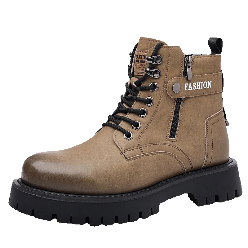 European Warm Series Winter Martin British Style High-top Cotton Fleece-lined Thickened Men's Leather Shoes Warm Snow Boots_voghion.com