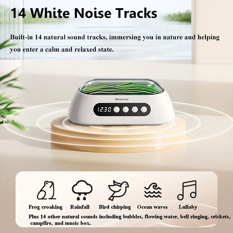3 in 1 Bluetooth Speaker White Noise Sleep Surround Sound Music RGB Ambient Light Alarm Clock Sleep Timer for Baby Kids Adults