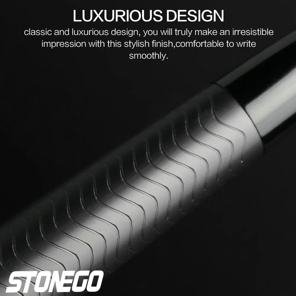 STONEGO Füllfederhalter mit 0,38 mm ultrafeiner Spitze, schwarzer metallischer Kalligraphie-Geschenkstift mit Tintennachfüllkonverter, Executive-Stift – Detail 25
