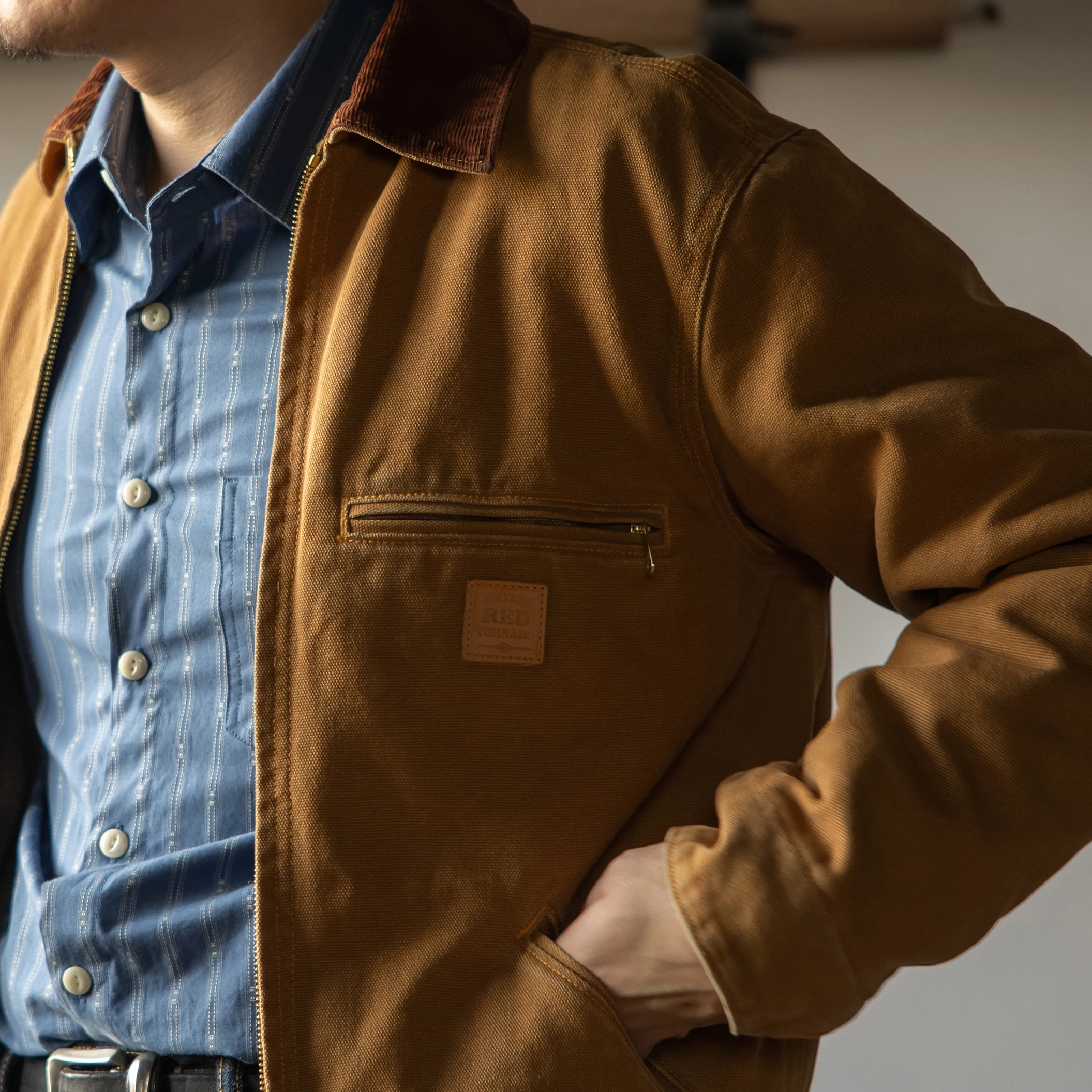 J01-0001 Red Tornado US Big Size Top Quality Super Warm 50% Wool Lining Cotton Fabric Vintage Stylish J1 Jacket 4