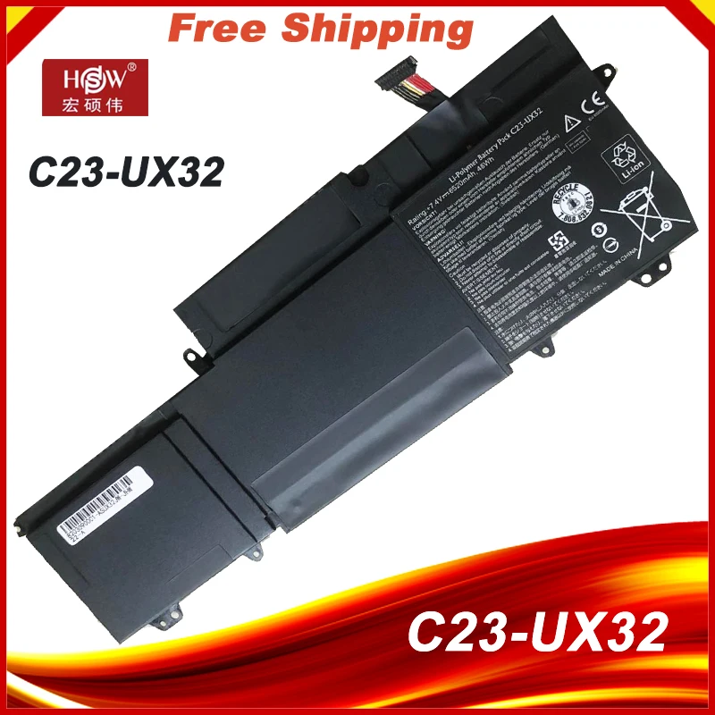 Bateria do Portátil para Asus Zenbook Ux32 Ux32v Ux32a Ux32vd Vivobook U38n U38n-c4004h 7.4v 6520mah Novo C23-ux32