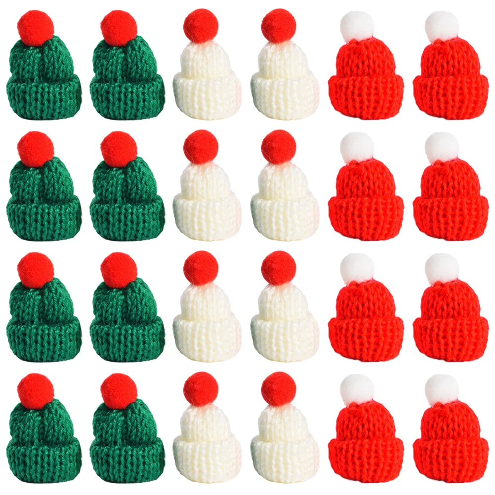 

Christmas Doll Mini Hats Miniature Knitting Santa Hats Colorful Mini Knitting Xmas Caps Decors Color Mini Wool Hat
