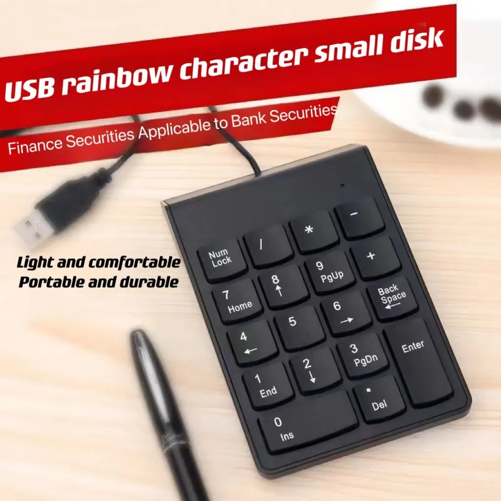 USB 숫자 키패드 와이어 Numpad 디지털 19 키 미니 키보드 PC 노트북 ..