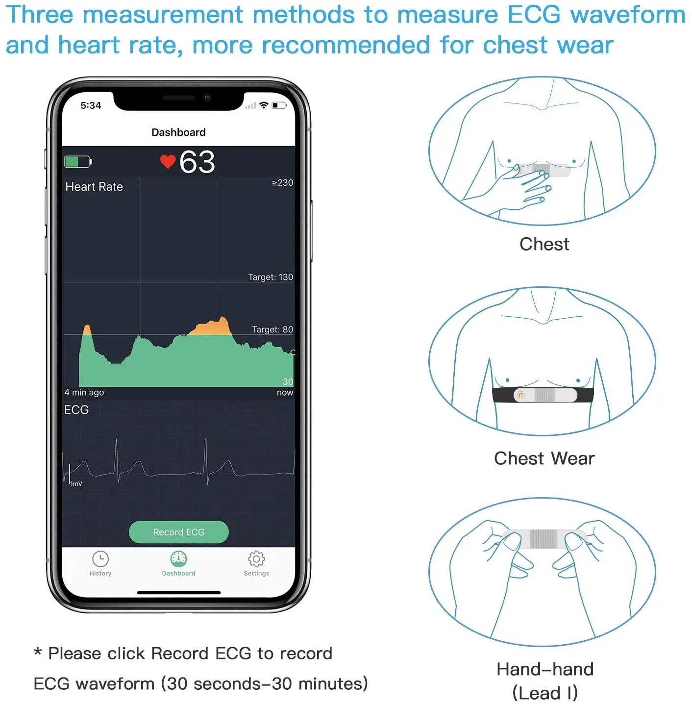 ANT Protocol Bluetooth EKG Heart Rate Monitor Wireless ECG, 51 OFF