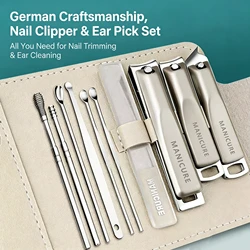 Essential Grooming Kit: Nail Clippers, File & Ear Pick with Portable Case (10 PCS SET with bag)