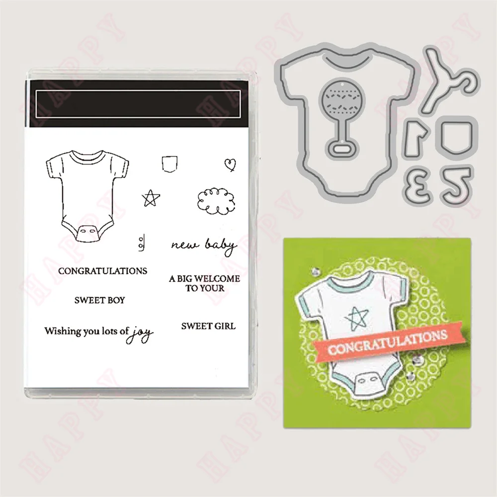 

New Baby Clothes Metal Cutting Dies and Stamps 2024 DIY Scrapbooking Card Stencil Paper Cards Handmade Album Sheets Cute Clothes