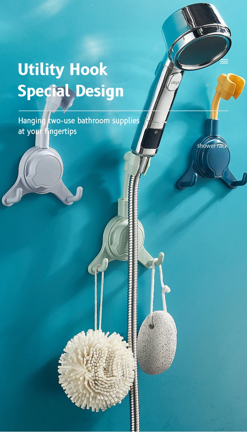 Description Picture 6 of itemAdjustable Shower Holder Stand Suction Cup Shower Head Holder Wall Mount Showerhead Bracket Bathroom Support Douche Punch-Free