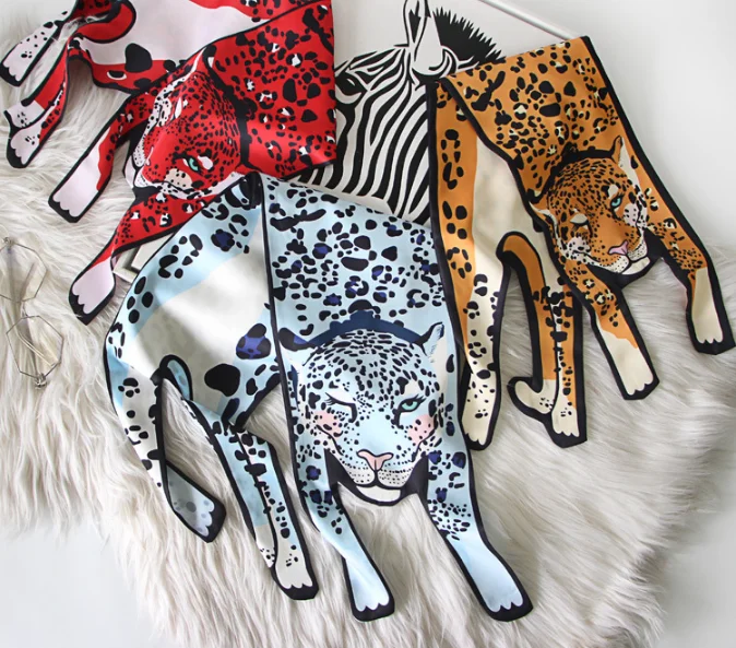 Hot Scarves Three-dimensional Animal Silk Scarf Tiger Cat Dog Parent-child Scarf Unique Design Collocation Bag