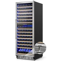 Large Wine Fridge Dual Zones, Tall Freestanding/Built-in Wine Cellar Professional with Reversible Door Sliding Rail Shelves 1