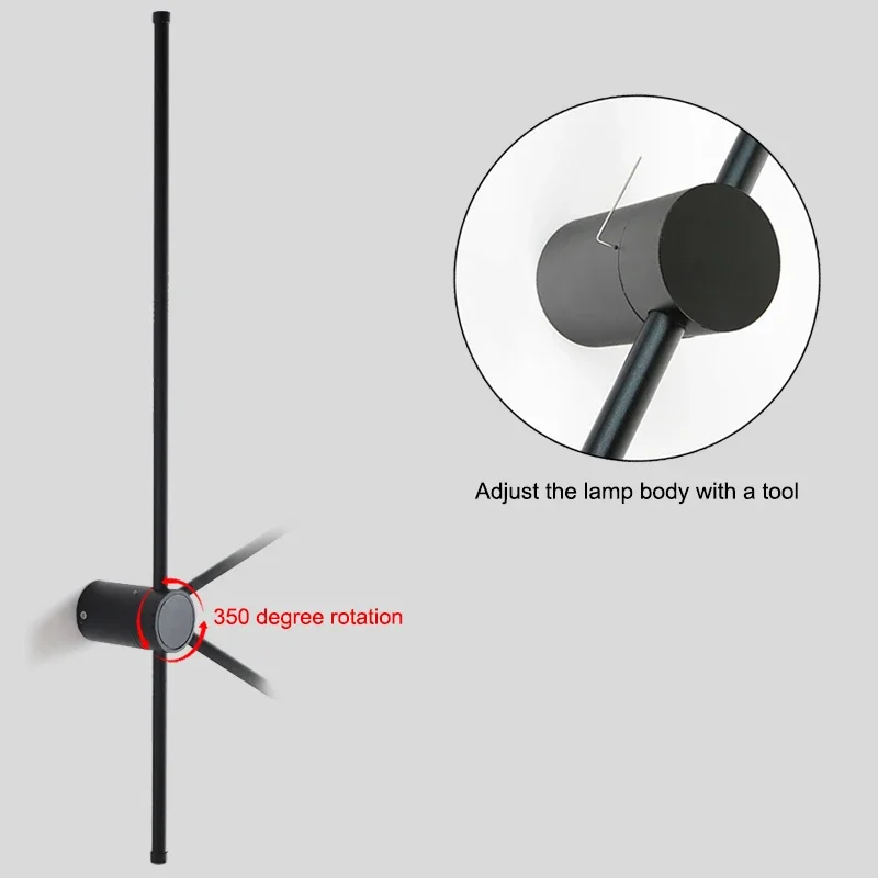 Modern Minimalist LED Wall Lamp Black Long Strip Light Living Room TV Wall Bedroom Bedside Hallway Ambient Lighting Fixture 4