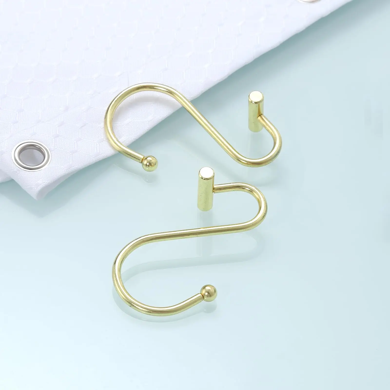 Queekay 100-Piece Metal Shower Curtain Hooks - Golden Stainless Steel Hanging Clips For Bathroom & Home - View #13