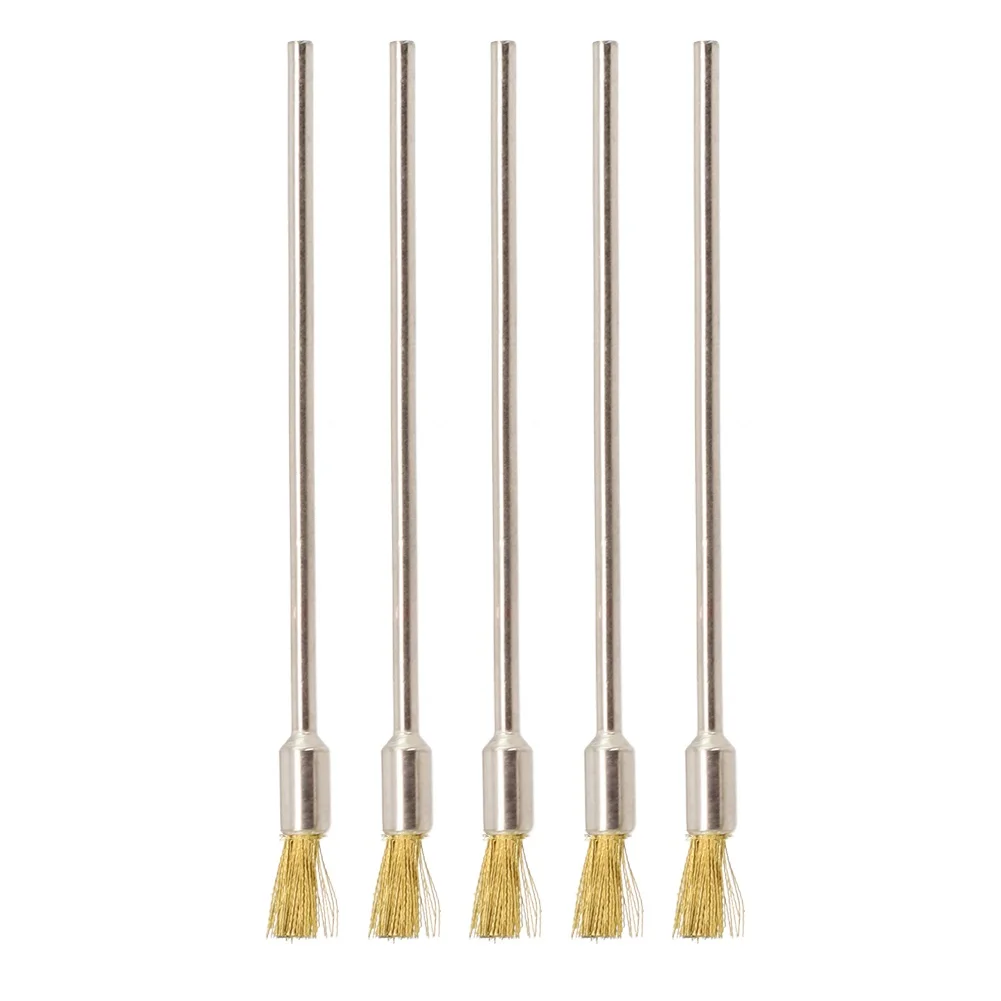 Wire Brushes Brass Stainless Steel 3mm Shank Extended Brush For Dremel Drill Polishing Grinding Wheel Cleaning Brush 5pcs