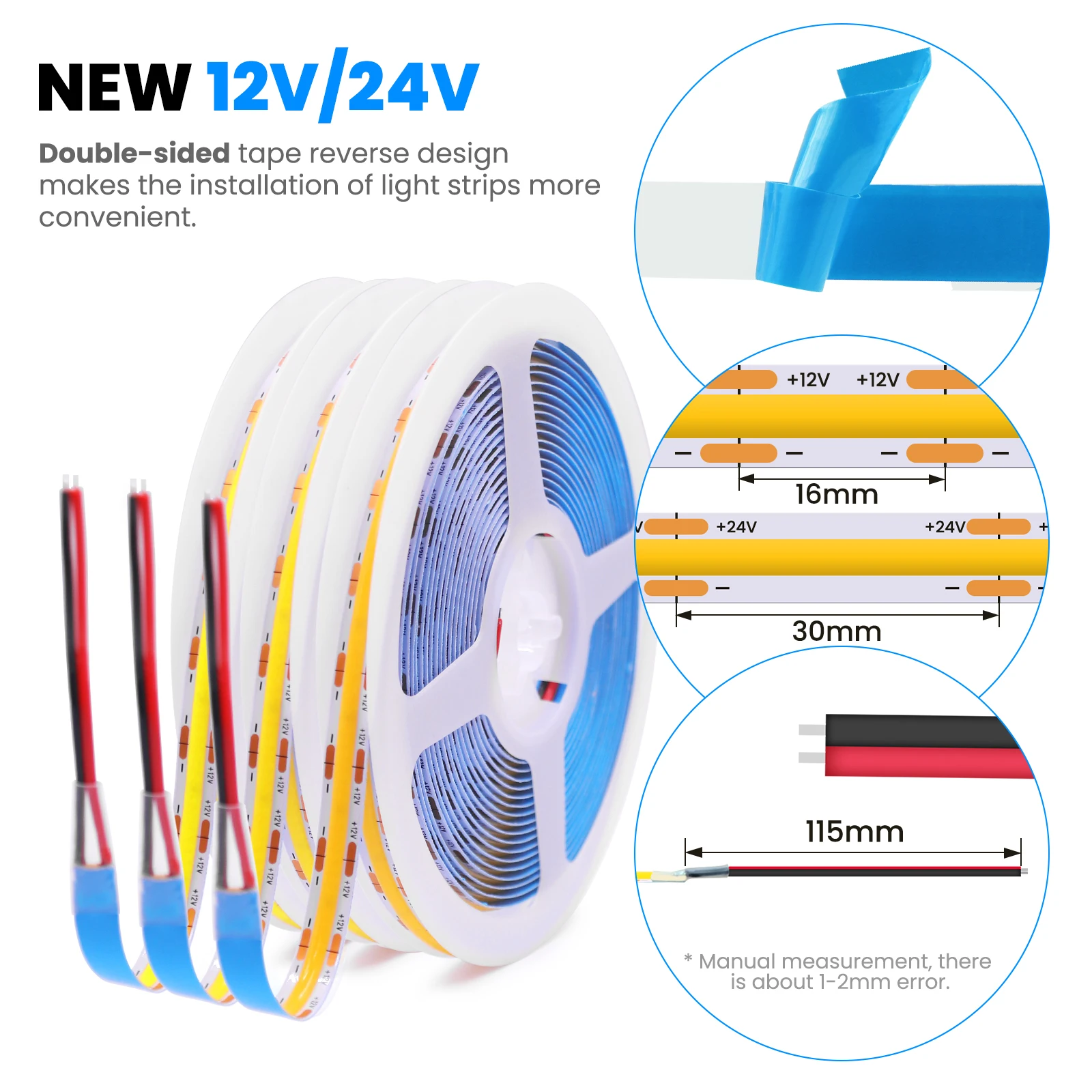 DC 12V 24V COB Strip 480 384 320 528Leds/M High Density Saff0a9b832e44baab7c78f08f347bd89Y