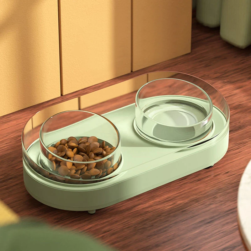 Glass Cat Double Bowl Food Bowl Rice Bowl Dog Bowl Cat Food Anti