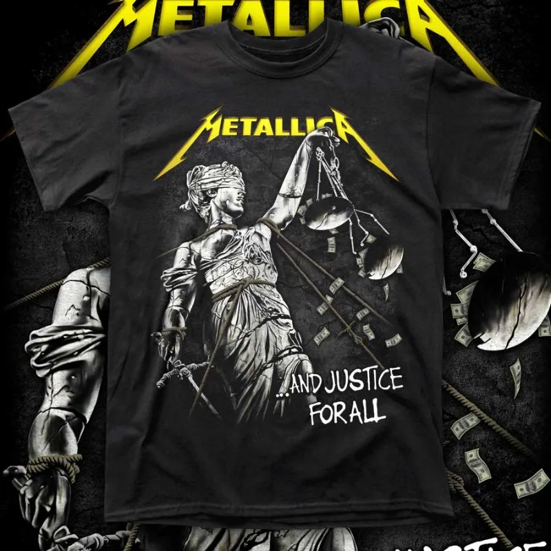 메탈리카 밴드의 ... and Justice for All 테마 티셔츠(남성 및 여성용), 스포츠, 레저, 패션, 트렌디한 성인용