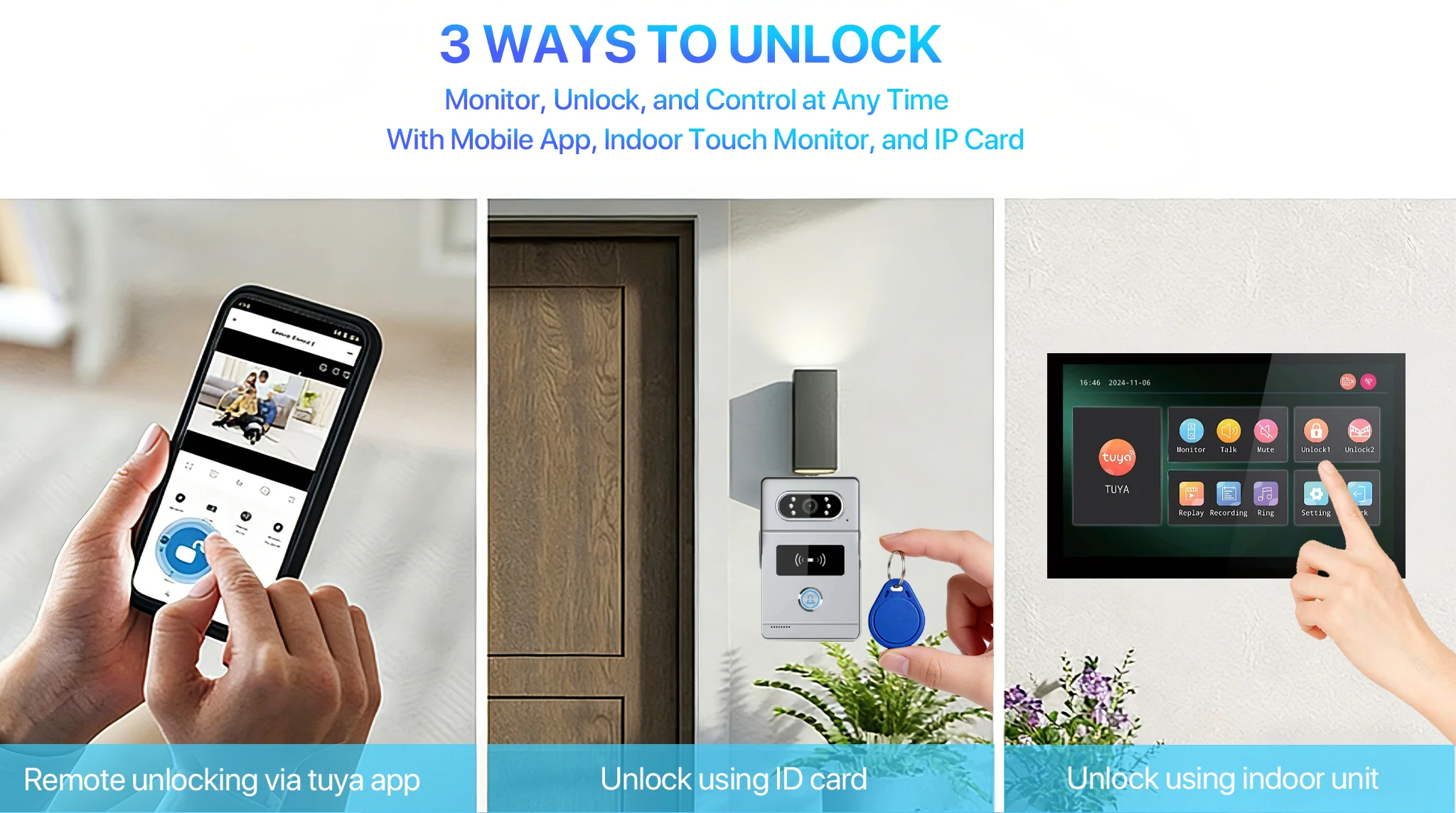 Saff0cd27068543cd9e66f76c447af81d9 Tuya 7" Touch Screen 2-Wire Smart Video Doorbell System APP APP Remote RFID Unlock Night Vision Home Intercom Kits For Villa